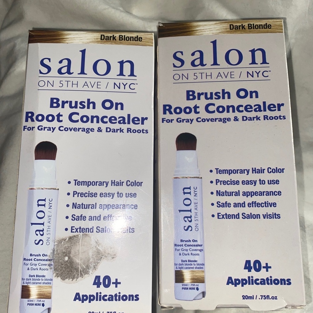 Lot of 2 Salon On 5th Ave Brush On Root‎ Concealer Gray Coverage Dark Blonde